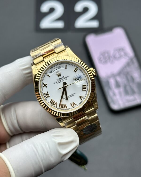 TWS Rolex 36mm Weekly Journal Steel Belt White Plate