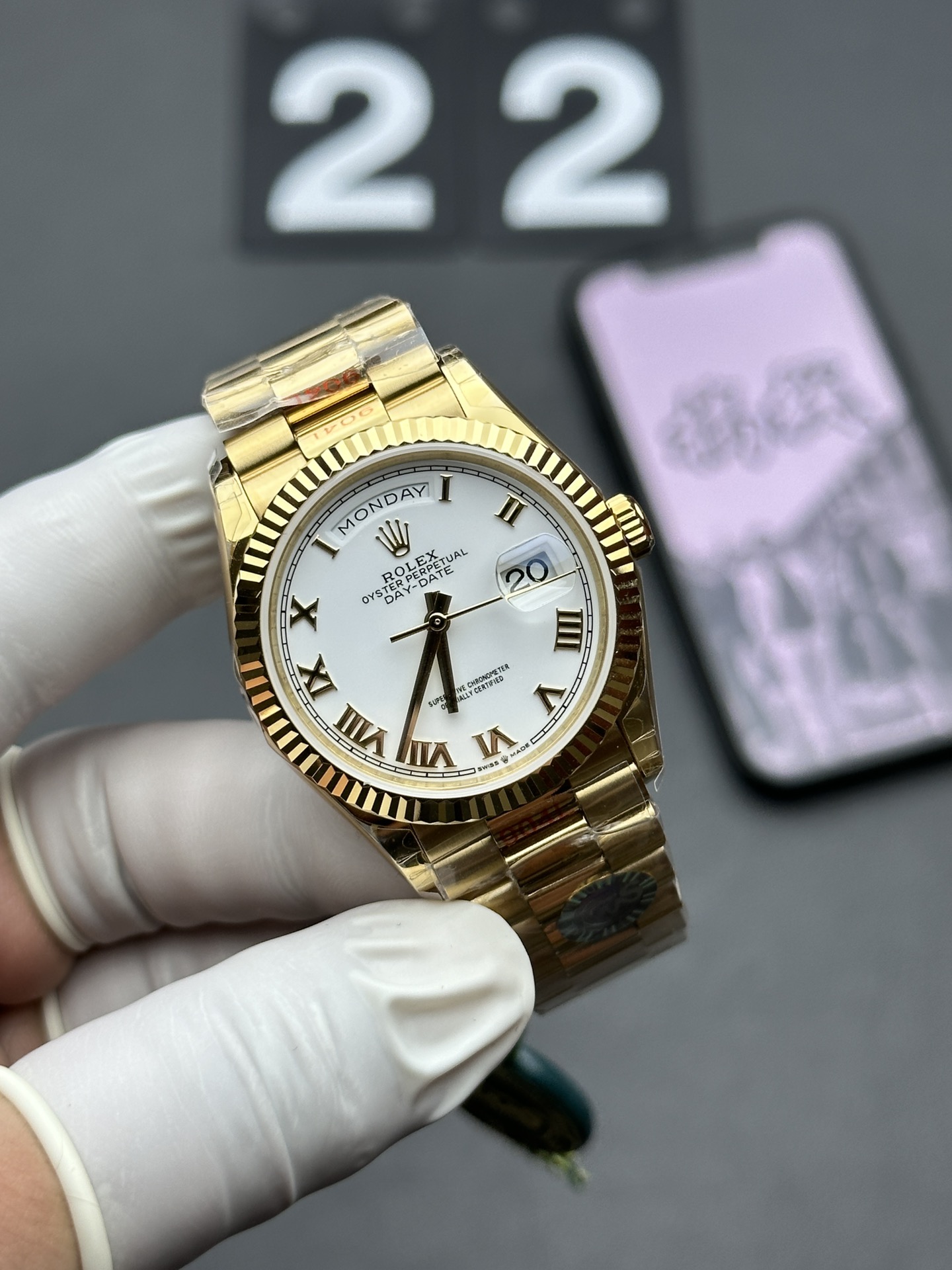 TWS Rolex 36mm Weekly Journal Steel Belt White Plate
