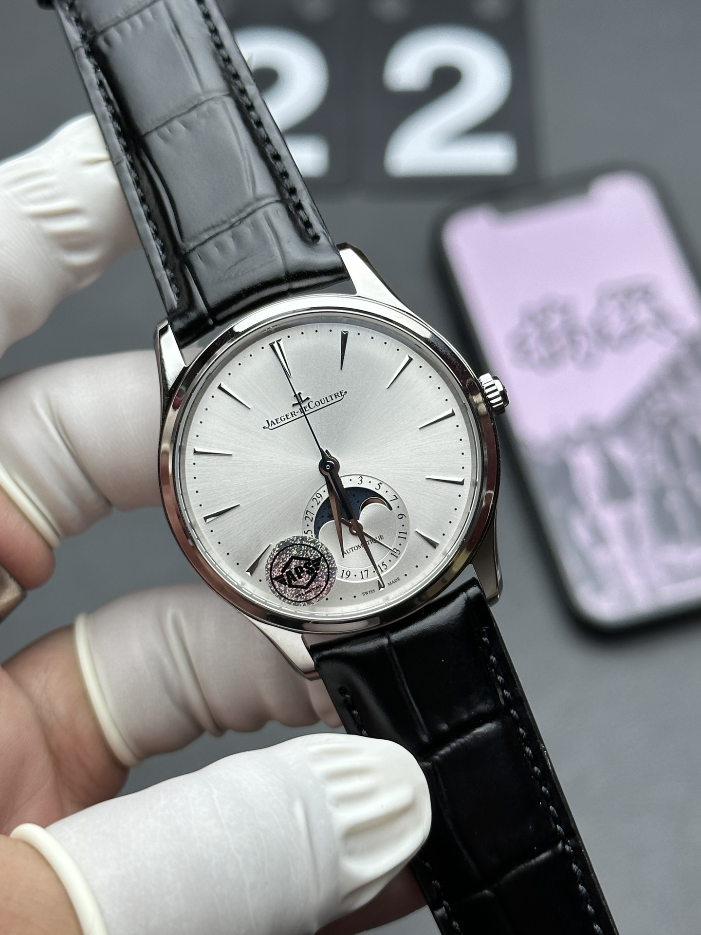 APS Jaeger-LeCoultre Moon Phase Master Belt White Disc
