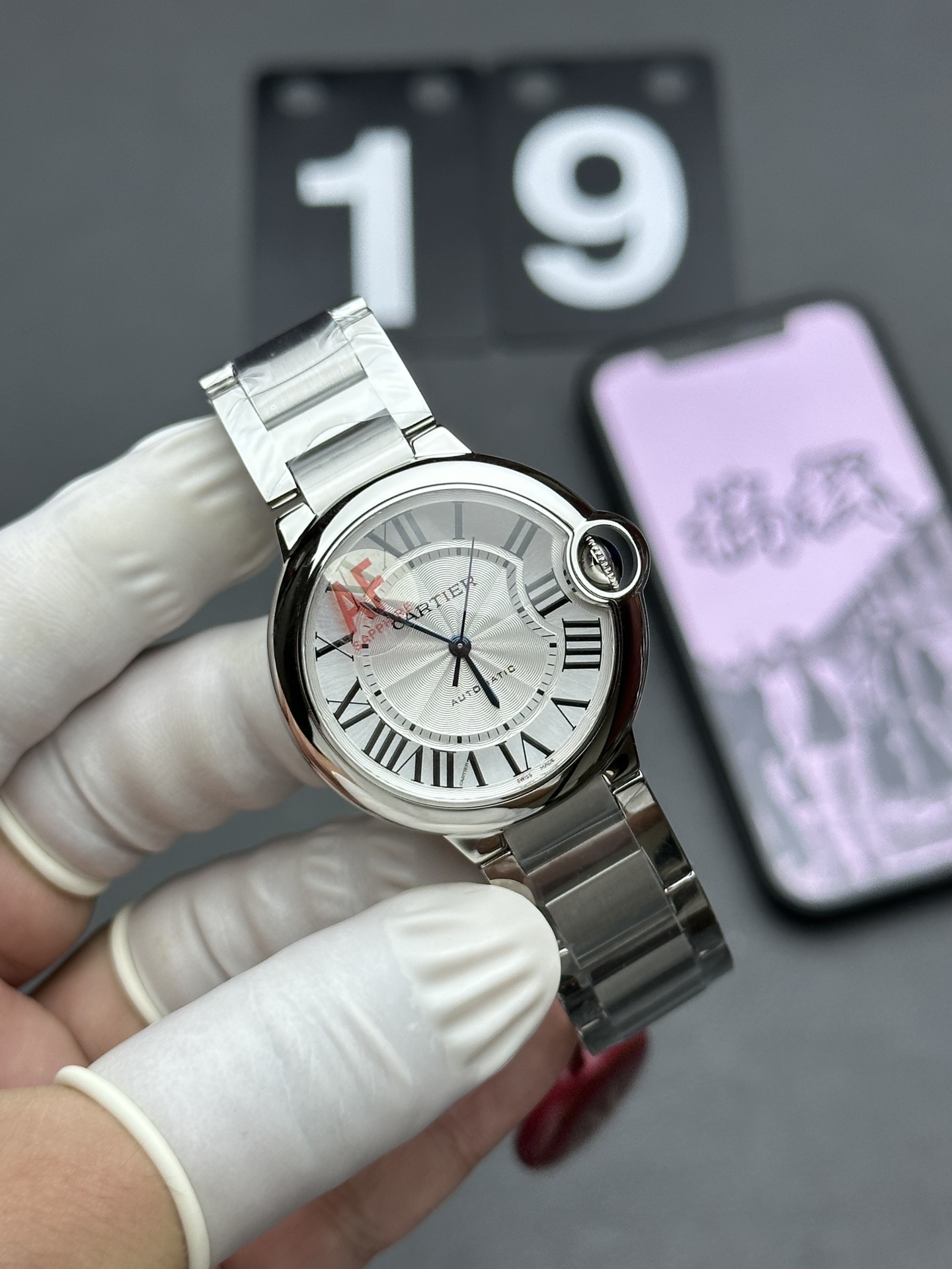 AF Cartier 36mm blue balloon steel strip white plate