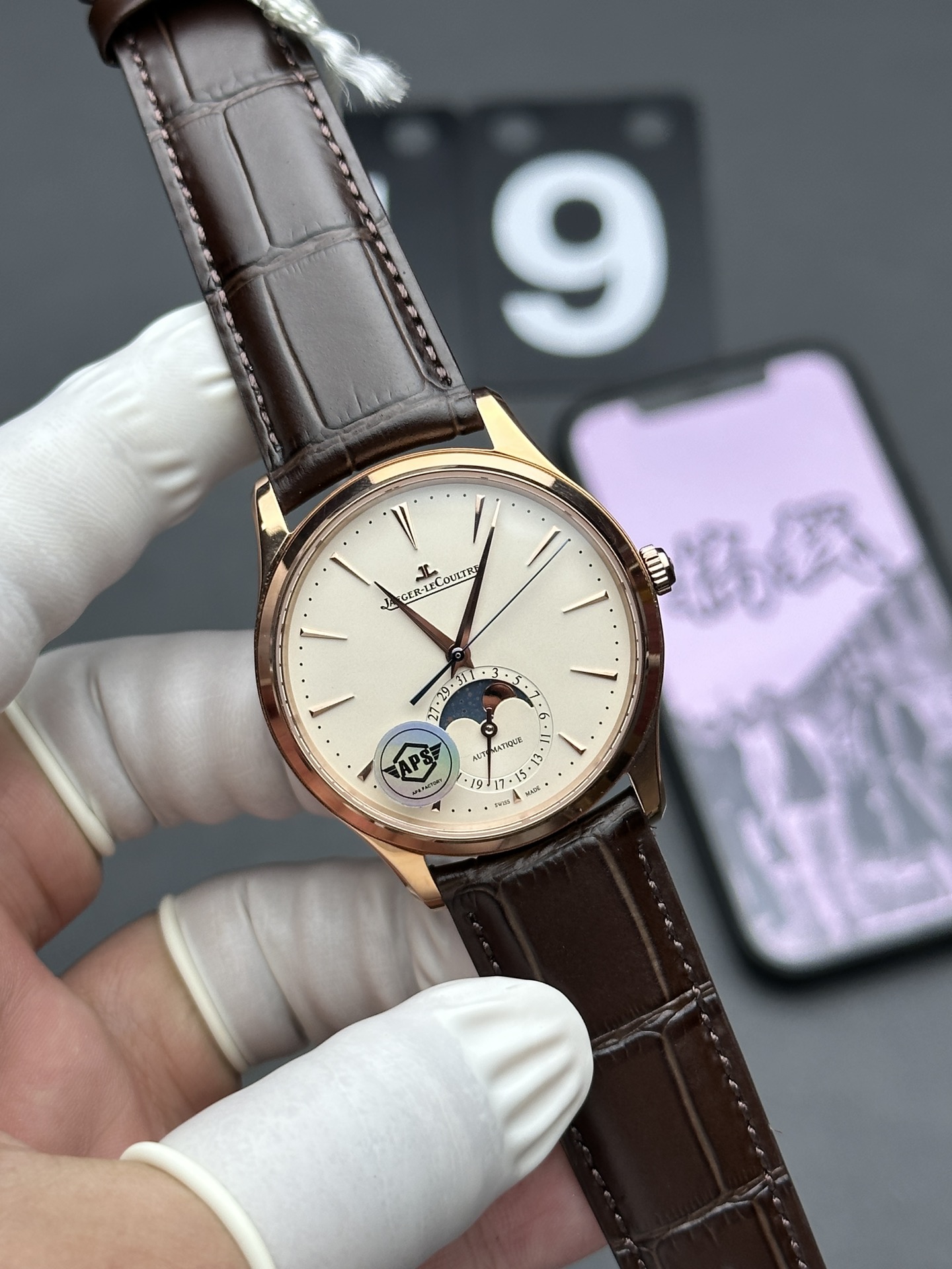 APS Jaeger-LeCoultre Rose Gold Moon Phase Master Belt