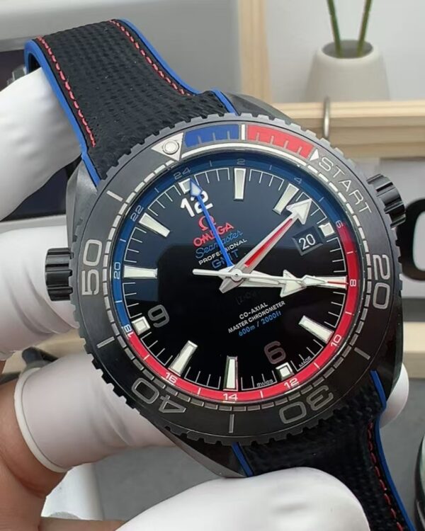 VS Omega Hiphorse 600 Deep Sea Red Nylon Woven Band Black Plate