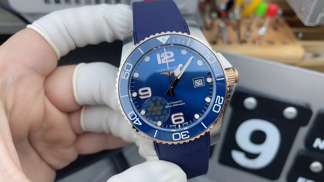 ZF Longines Tiger Heuer Concas rubber strap blue disc