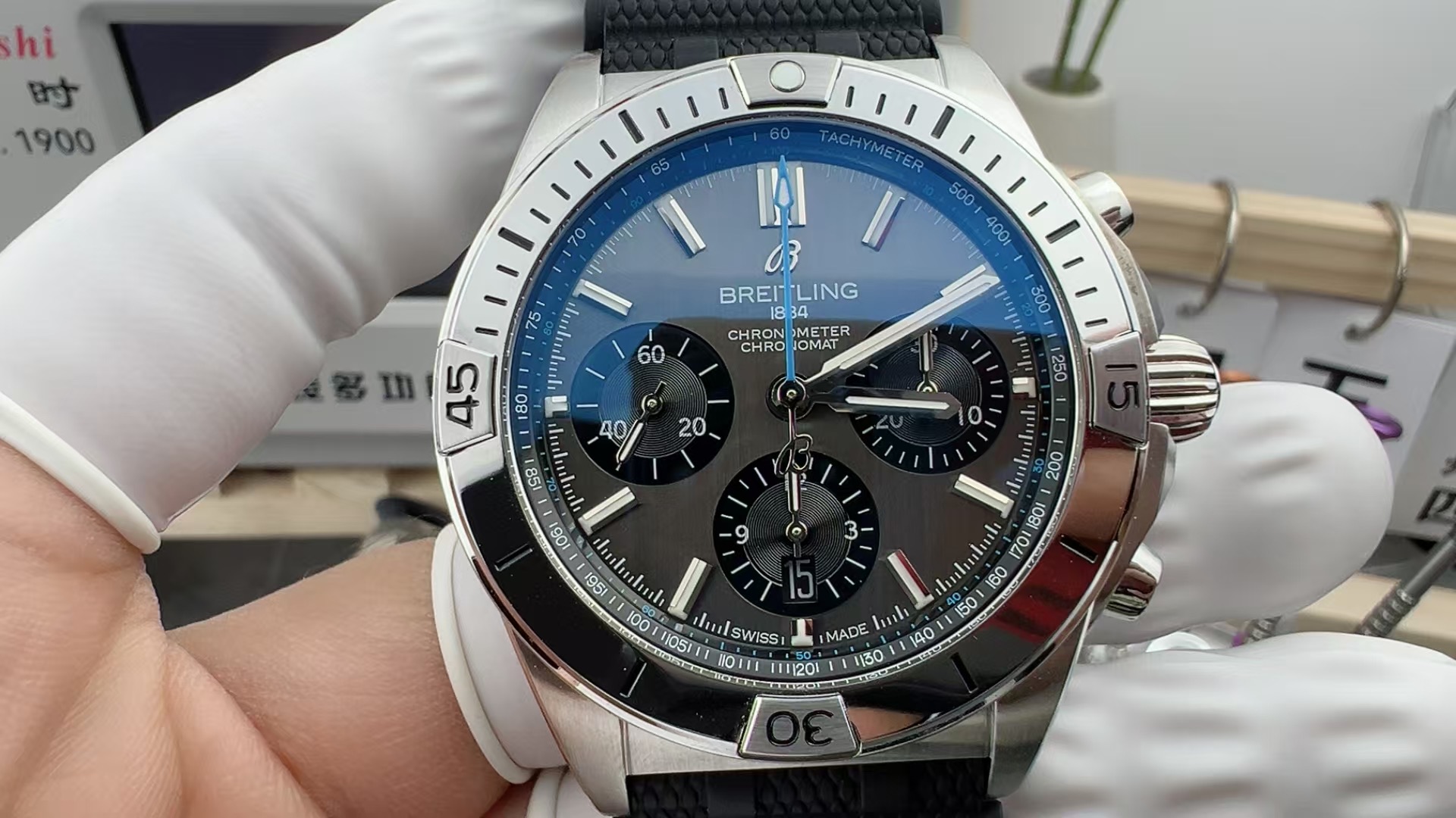 BLS Breitling Rubber Strap Gray Plate