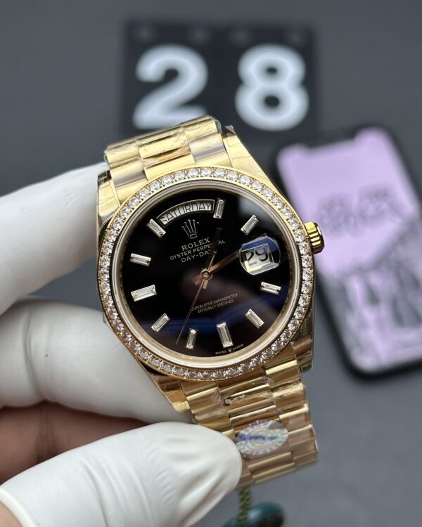 TWS Rolex diamond rings black rock sugar week calendar steel belt black plate diamond rings