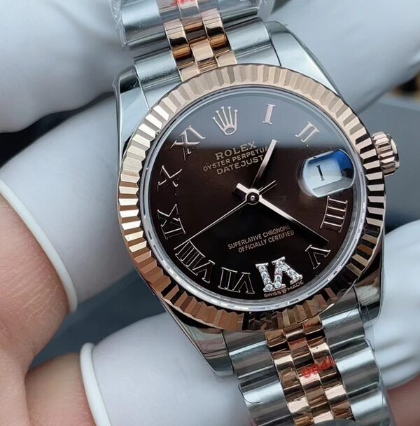 A + Rolex Women's Journal Steel Strip Brown Disc