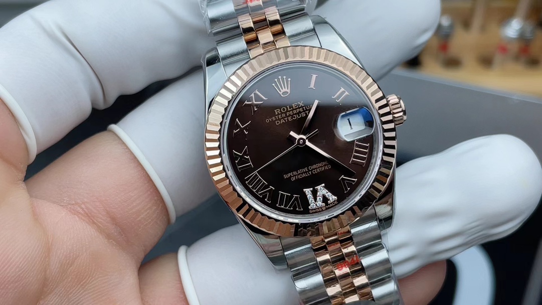A + Rolex Women's Journal Steel Strip Brown Disc