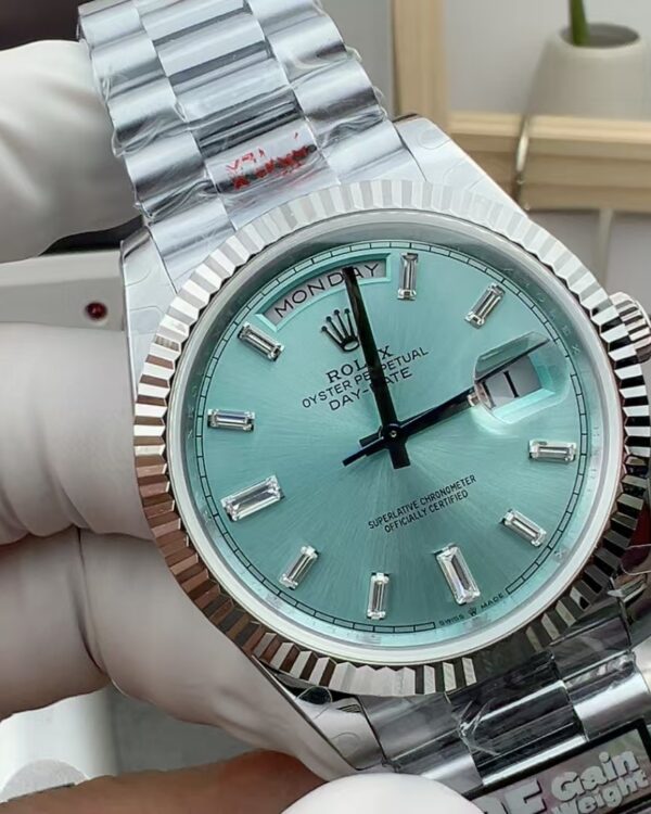 QF Rolex Week Calendar 228235 Steel Belt Ice Blue Plate