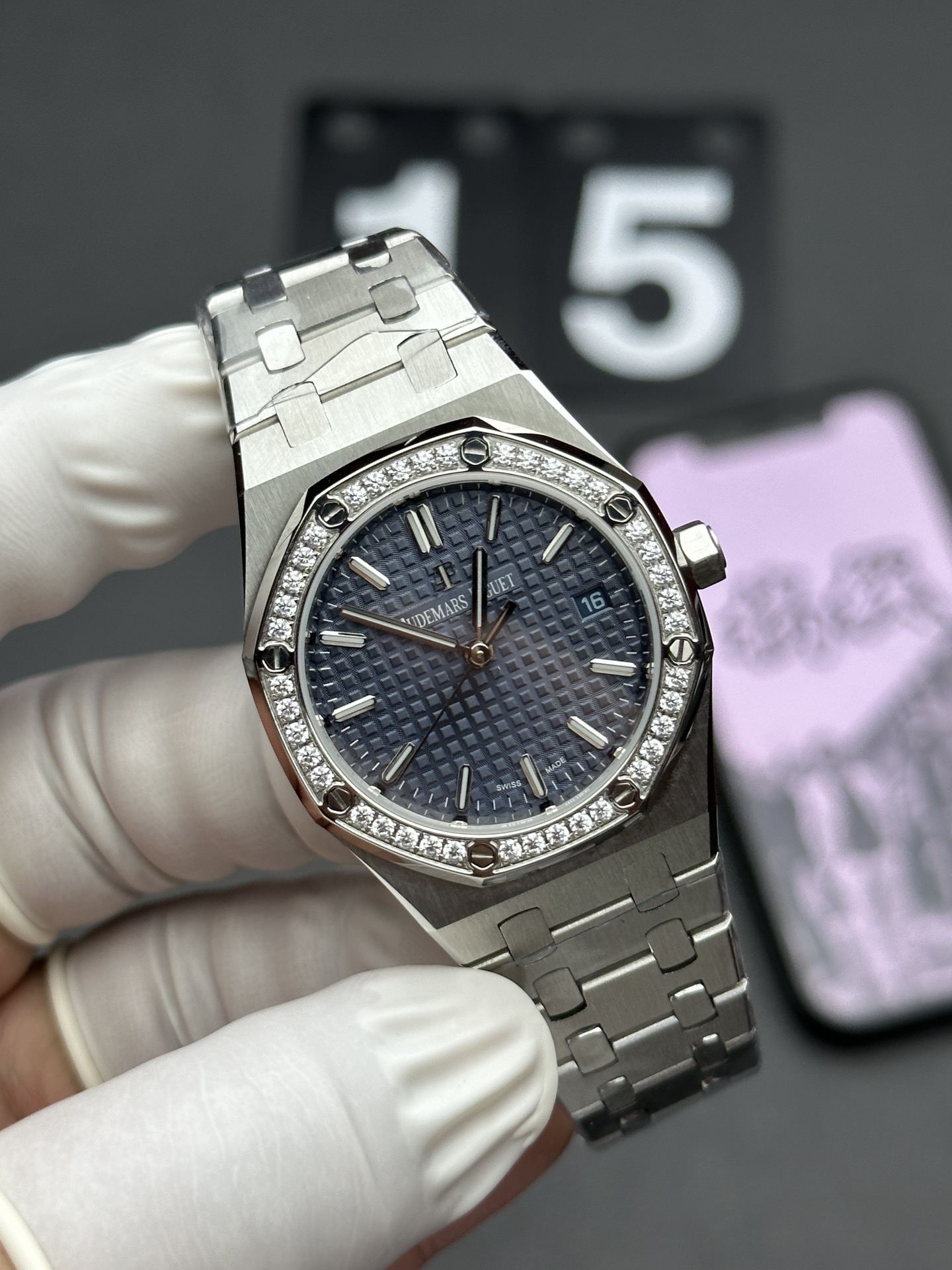 BF Audemars Piguet Royal Oak Women's 34MM 77350ST Steel Belt Black Plate