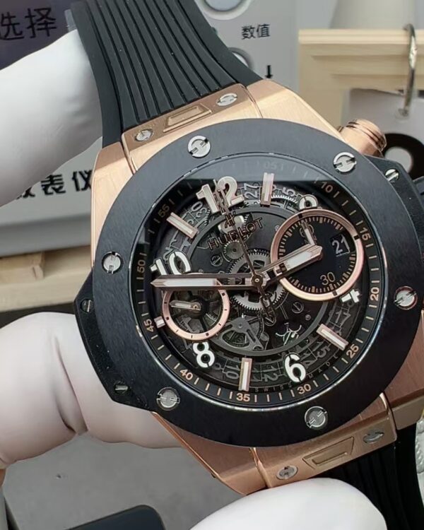 BBF Hublot Rose Gold Big Bang Rubber Band Black Plate