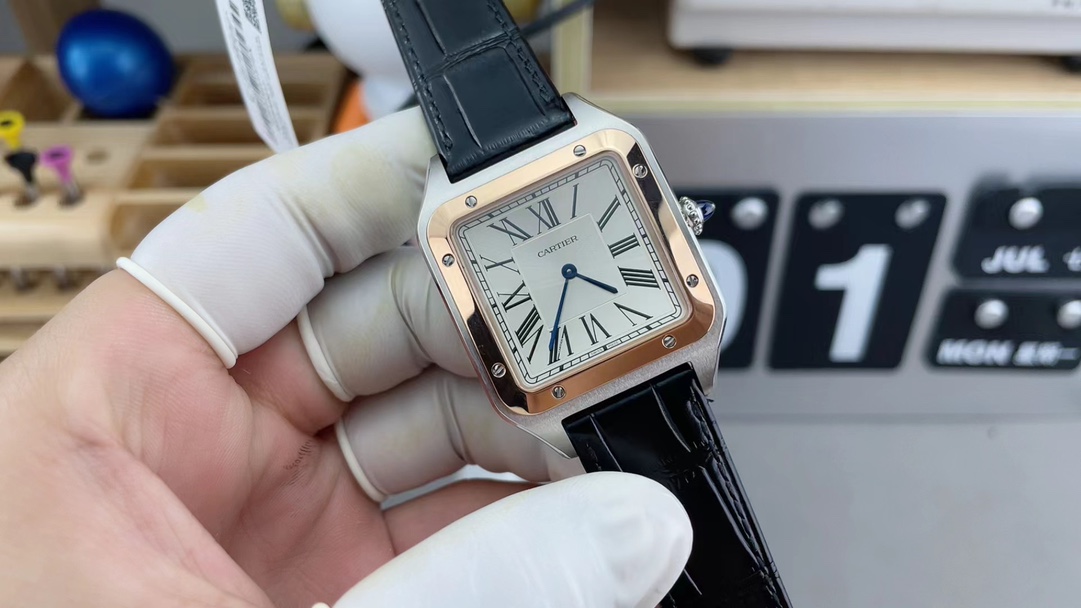 AF Cartier Santos WSSA0010 belt white disc