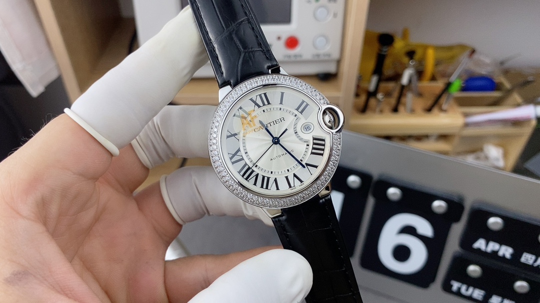 AF Cartier 42MM Double Diamond Ring Balloon W69012 Z4 Belt White Plate