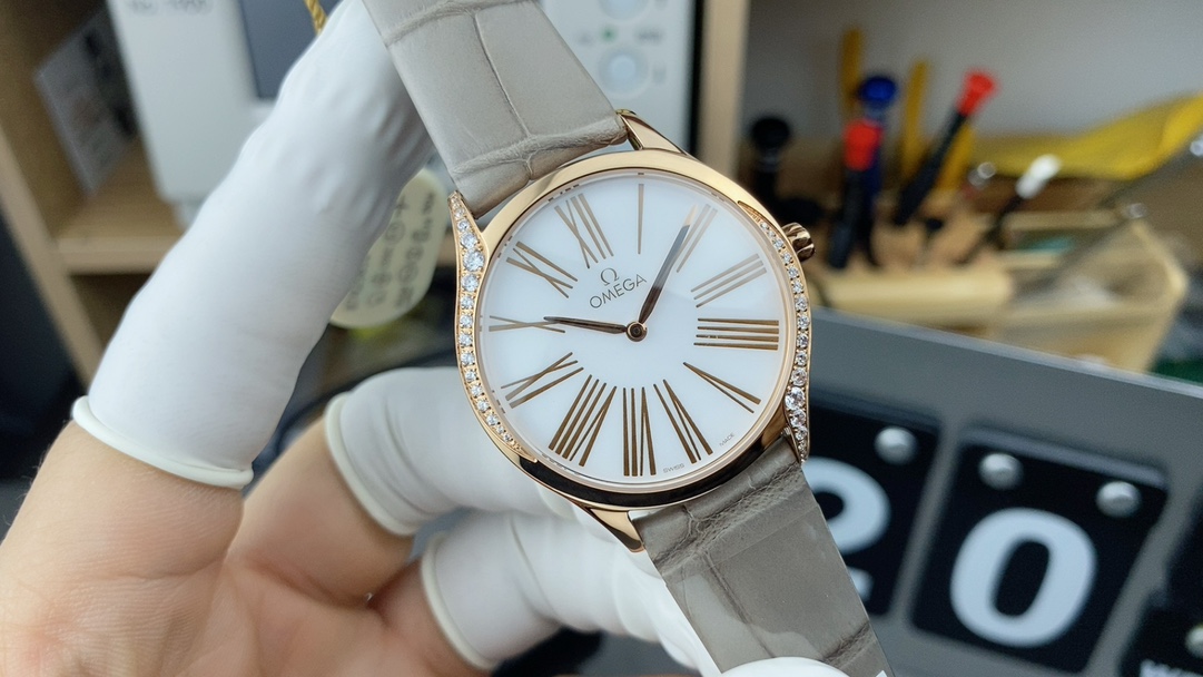 Original order Omega rose gold 69 female diefei White belt disc