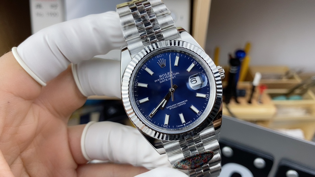 C Rolex 41MM blue face diary 126334 steel strip blue disk