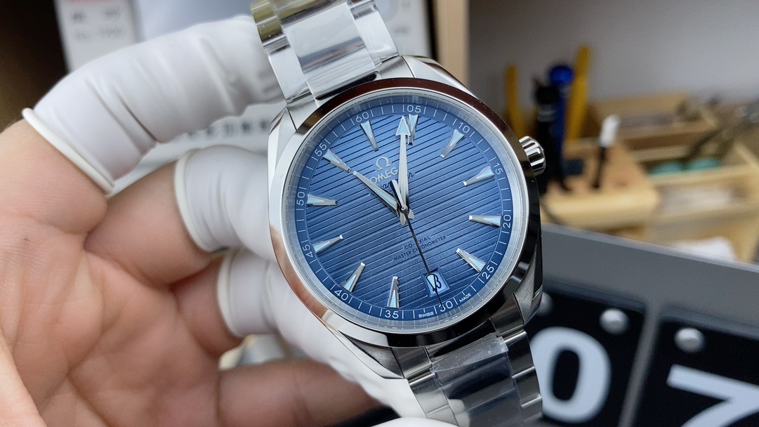 VS Omega gradient ice blue teak seahorse 150 steel strip gradient ice blue plate