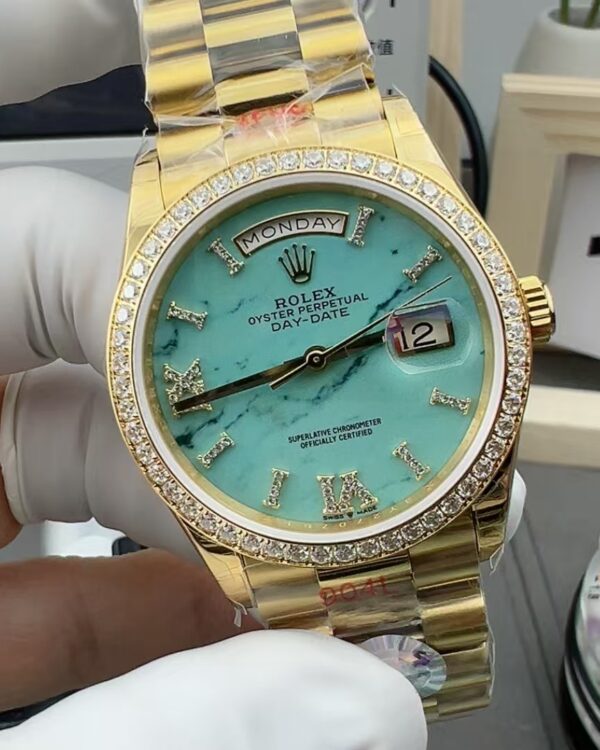 TWS Rolex Gold Week Log 128238 Crack Green Plate