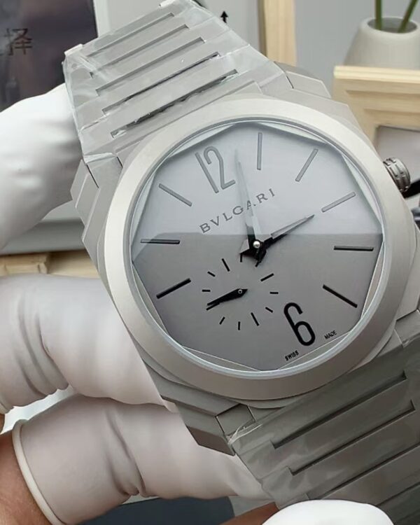 BV Bulgari all-titanium 103670 steel belt silver gray plate