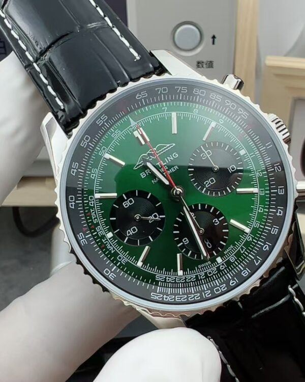 BLS Breitling Aviation Chronograph AB0134 Belt Green Disc
