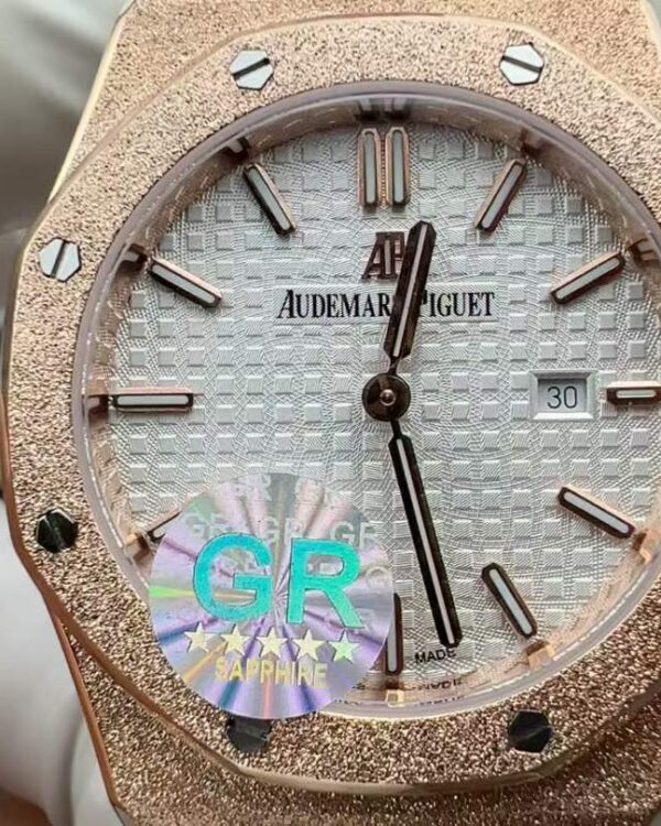 GR Audemars Piguet Women's Watch 15454 34mm rose gold cream gold steel strip white plate