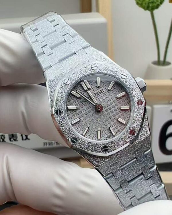 AP Factory Audemars Piguet watch 67630 frost gold women's 23mm steel belt silver frost gold plate
