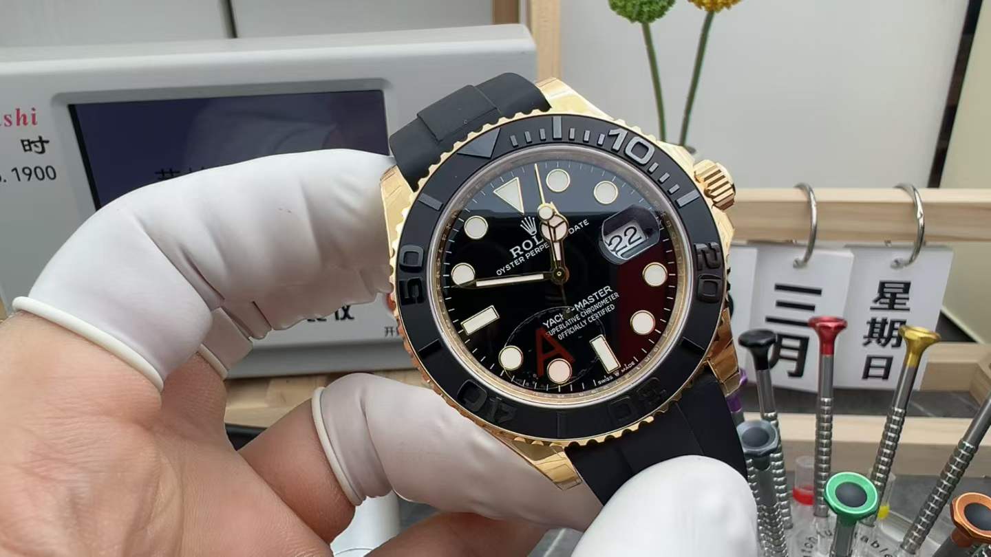 VS Factory Rolex Log 226658 Gold Yacht Rubber Belt Black Plate