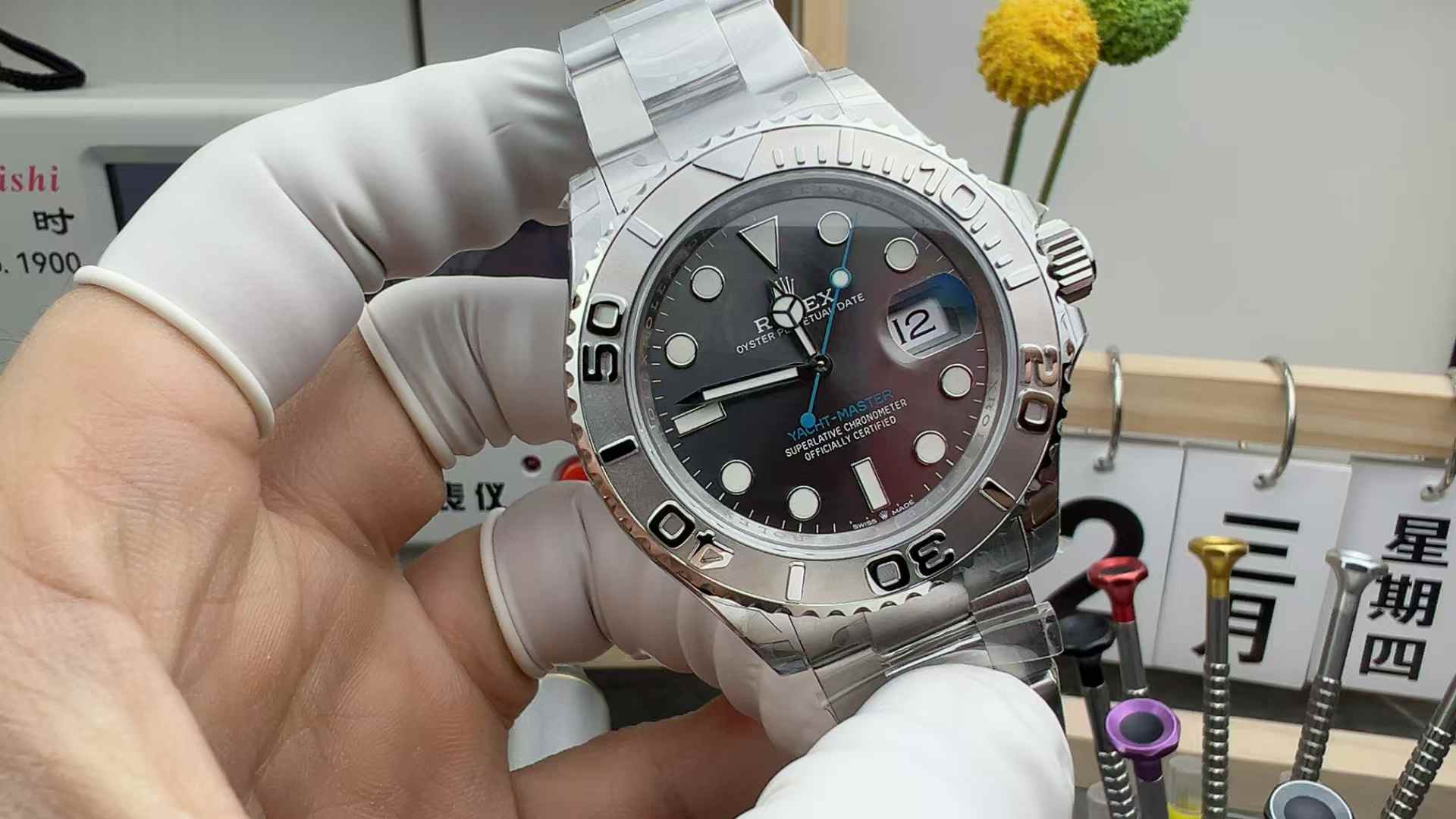 VS Factory Rolex Log 116622 Gray Yacht Steel Belt Gray Plate
