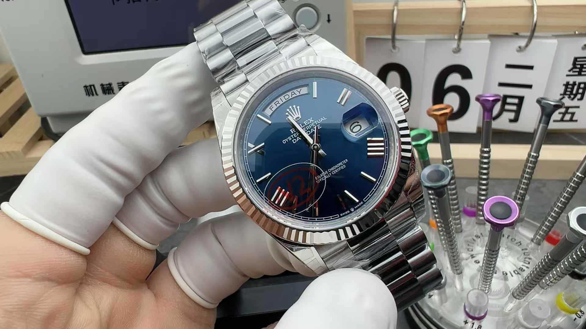 VS Factory Rolex 228239 counterweight double calendar DD steel strip blue disc