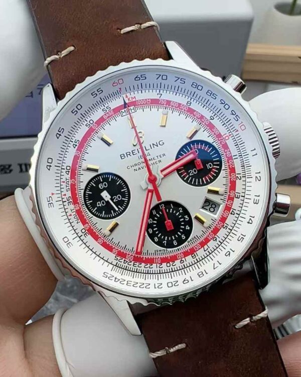 BLS Factory Breitling Aviation Chronograph Special Edition Belt White Disc