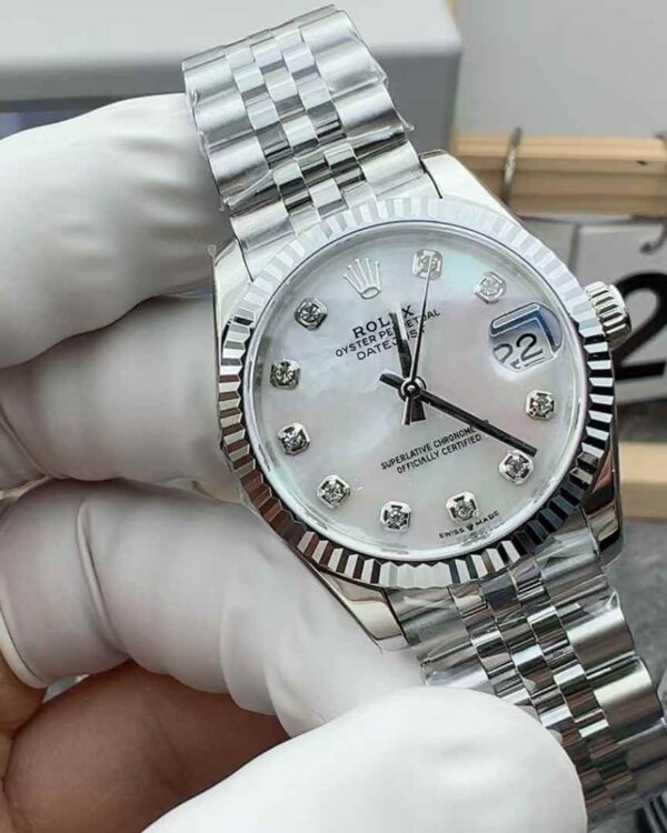 TW Factory Rolex 126334 31MM Fritillaria Log Steel Belt Fritillaria White Plate