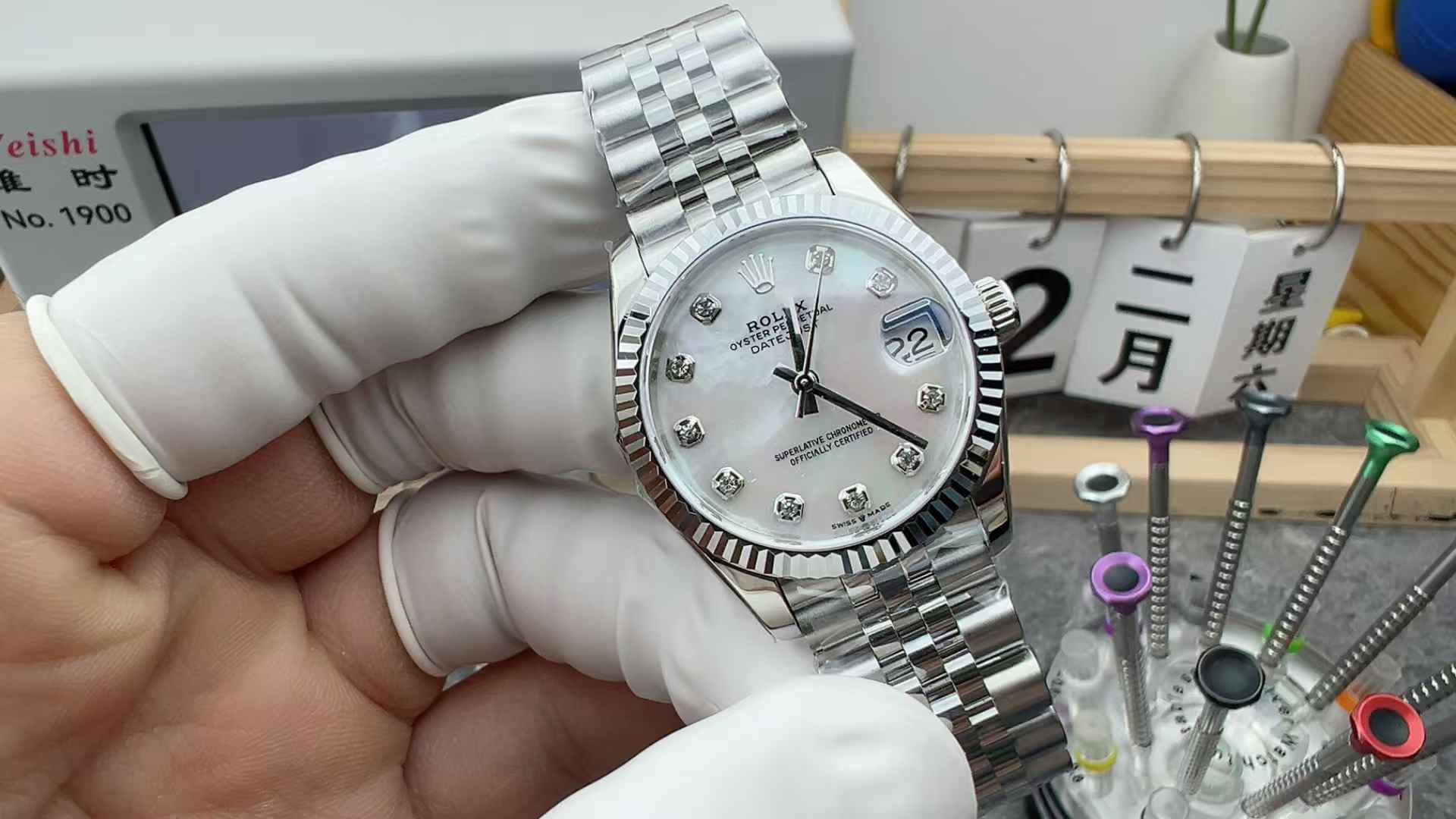 TW Factory Rolex 126334 31MM Fritillaria Log Steel Belt Fritillaria White Plate