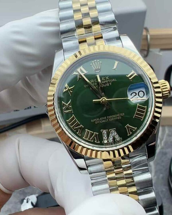 TW Factory Rolex 126333 31MM Room Gold Green Log Steel Belt Green Plate
