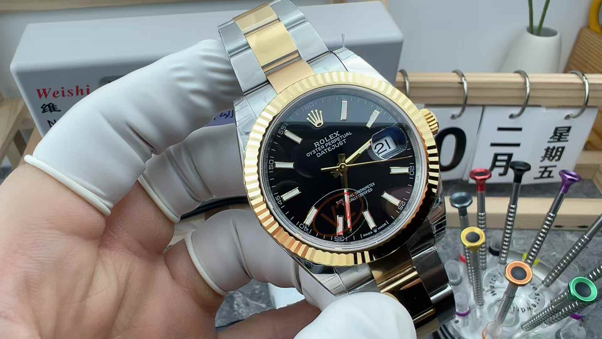 VS Factory Rolex 126333 room gold and black diary steel strip black plate