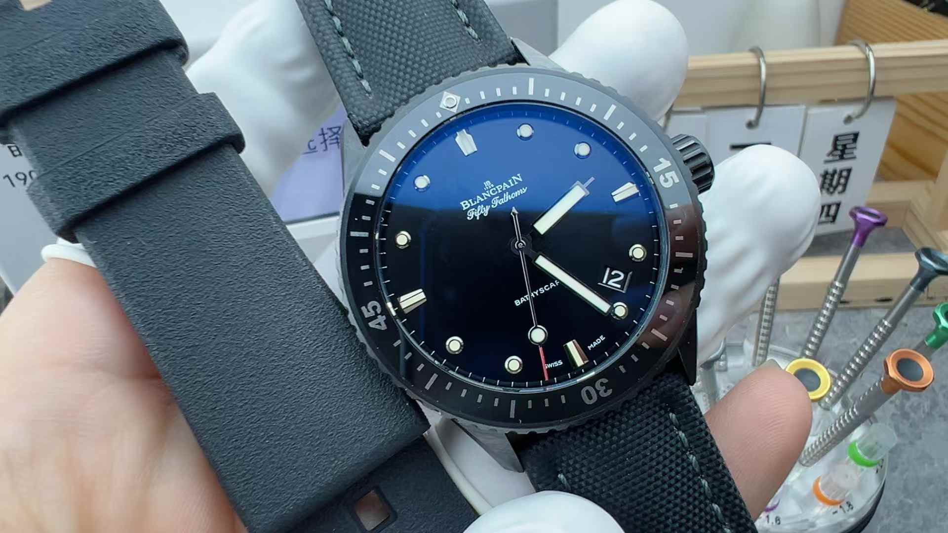 GS Factory Blancpain Ceramics 50-inch canvas composite rubber strap blue plate
