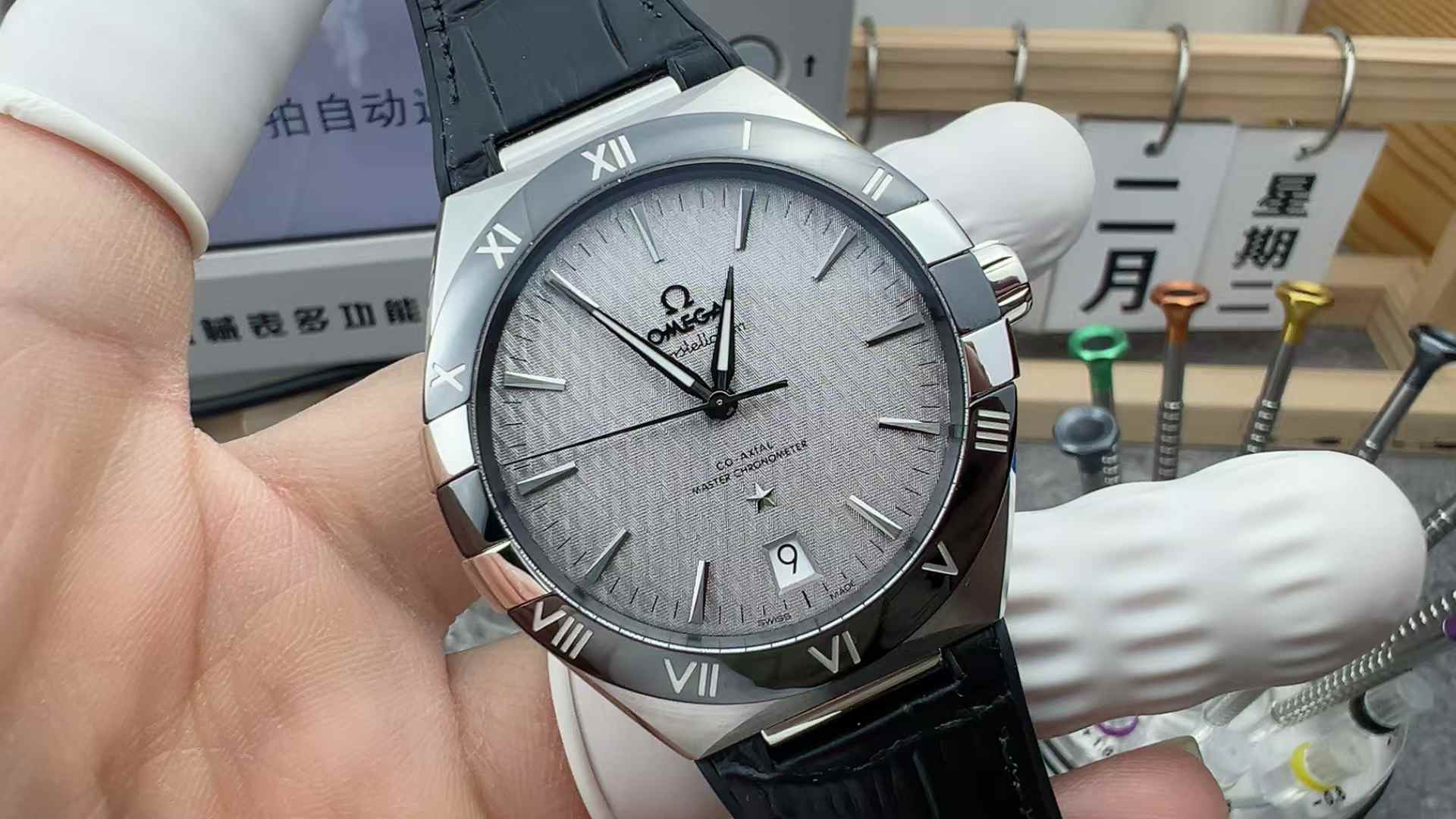VS Factory Omega 5th Generation Constellation Belt Silver Ash Plate
