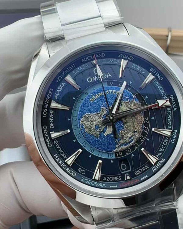 VS Factory Omega Watch World Time Steel Belt Blue Disc