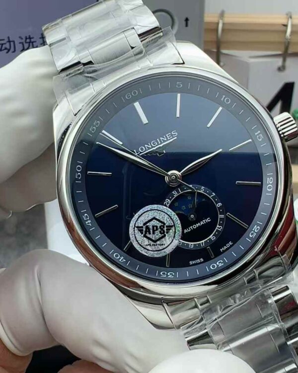 APS Factory Longines Famous Craftsman Moon Phase Steel Belt Blue Plate