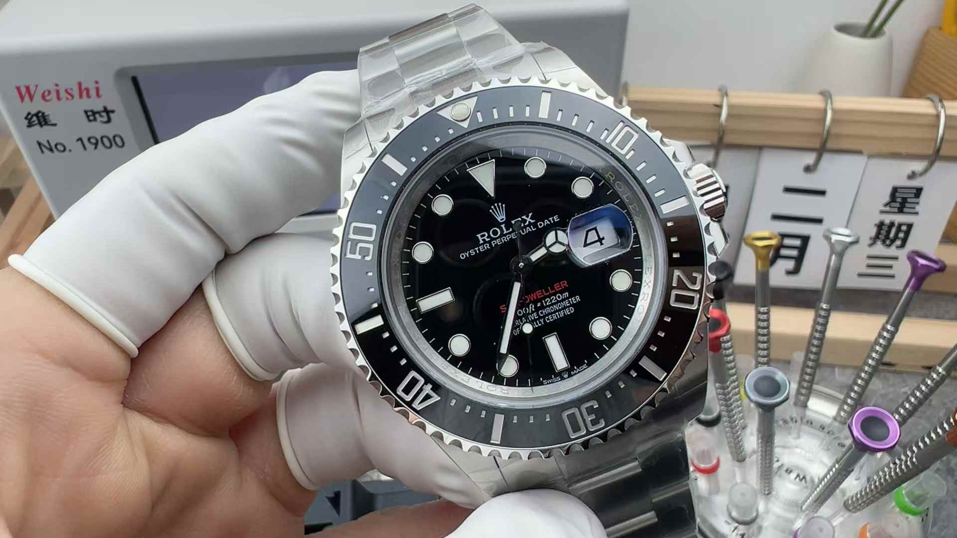 V9 Factory Rolex Sea Envoy 126600 Single Red Steel Strip Black Plate