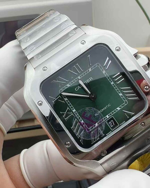 AF Cartier Santos Green Face Men's Steel Strip