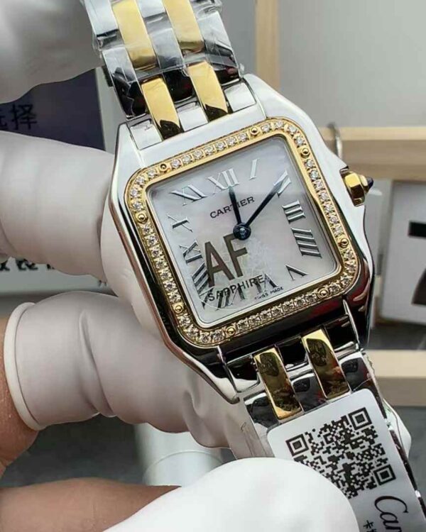 AF Cartier Golden Cheetah Quartz Steel Belt Fritillary Plate