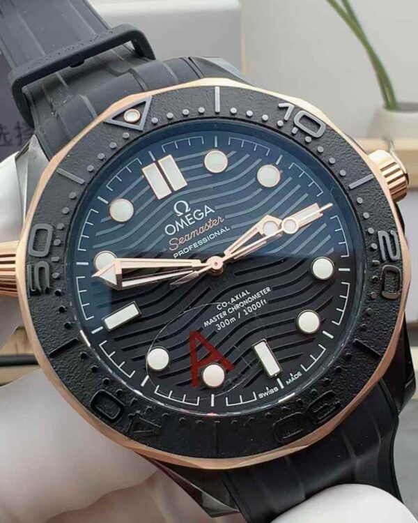 VS Omega Rose Gold Ceramic Darth Vader Rubber Belt Black Plate