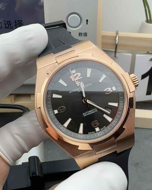 8F Vacheron Constantin rose gold 47040 rubber belt black plate