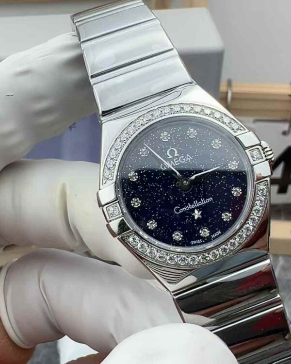 Original order Omega Constellation Women's Star Face Steel Band Blue Plate