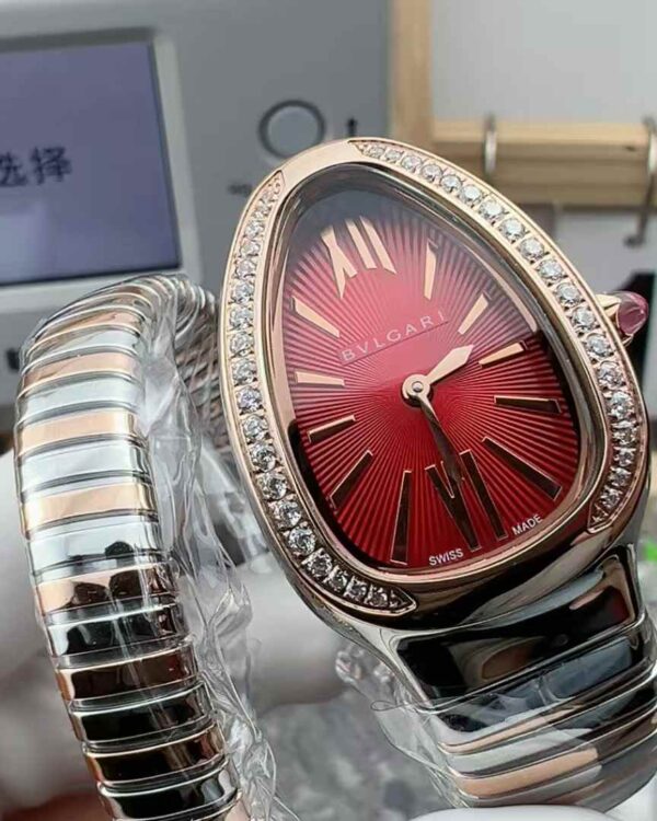 BV Bulgari Golden Snake Steel Belt Red Plate