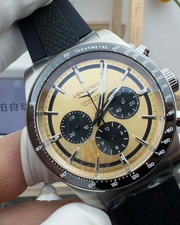 AF Longines Concas chronograph rubber belt gold plate