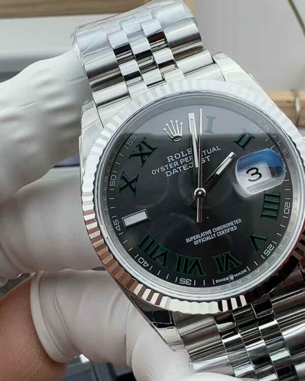 EWE Rolex Journal 126334 36MM Green Rose Steel Strip Black Plate