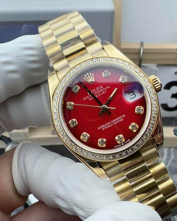 GS Rolex Log 128238 31MM Gradient Red Girl Log Steel Band Red Plate