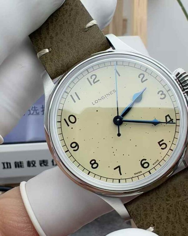 JA Longines Freckles Crazy Horse Cowhide Band Beige Plate