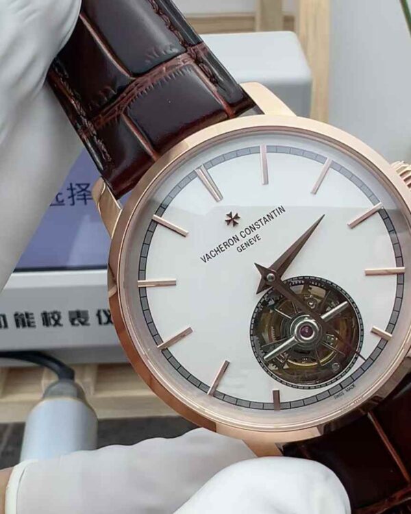 Vacheron Constantin tourbillon brown belt and white disc