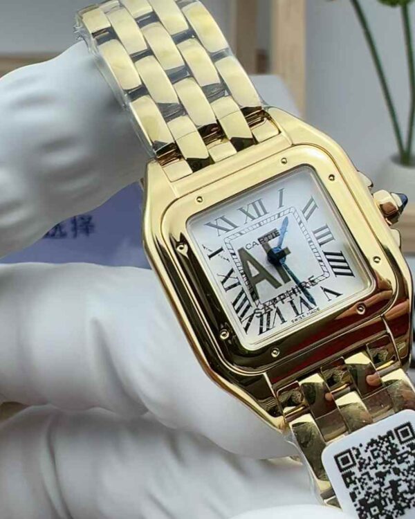 AF Cartier Small Gold Cheetah Steel Band White Plate