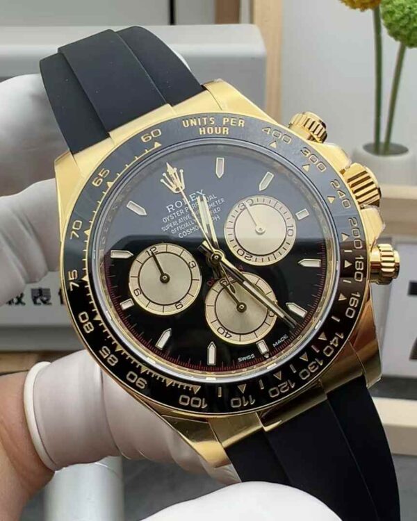 Cplus Rolex Daytona 126518 gold rubber belt black plate